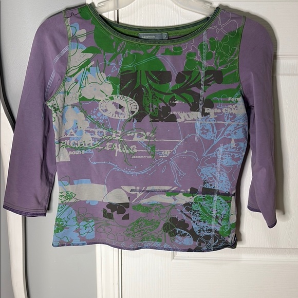Vibrant Purple and Green Women's Blouse - Picture 1 of 6